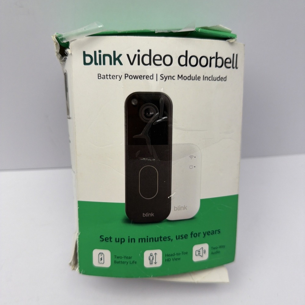 Blink Video Doorbel with Sync Module Core, Battery, Head-to-Toe HD View - Black